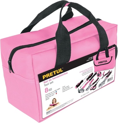 Juego de Herramientas Rosa Pretul (8 Piezas) .Compacto, Pr�ctico y el Regalo Ideal